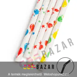 Papír szívószál party mintákkal 150 db-os