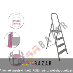 Háztartási fém létra 4 fokos