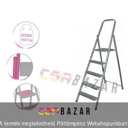 Háztartási fém létra 5 fokos