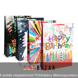Dísztasak ajándéktasak Happy Birthday 33 x 45 cm - óriás