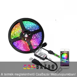 RGB LED szalag 5 m - USB - mobiltelefonos távirányítással