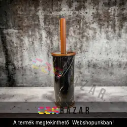 WC kefe dekoros, hengeres tartóval - fekete márvány mintás