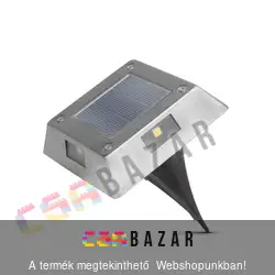 LED-es leszúrható / fali szolár lámpa négyzet alakú, fém - hidegfehér - 10 x 10 x 2,5 cm