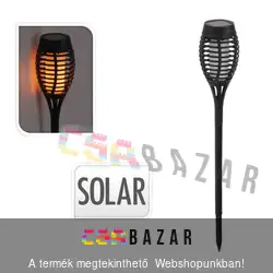 Lángokat imitáló szolár LED fáklya fekete műanyag - 480 x 70 mm