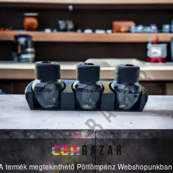 3 db üveg fűszertartó csavaros tetővel - fekete/áttetsző - 210 ml - tartóval