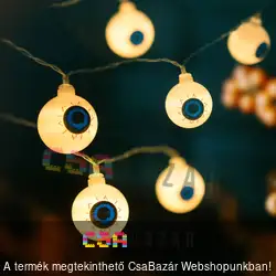 Halloween-i LED-es fényfüzér szemgolyó - 12 LED elemes 1,65 m