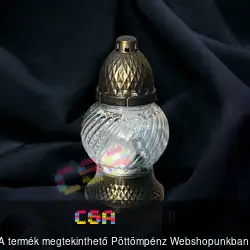 Üveg mécses 20cm fedeles antik arany