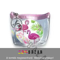 Pénztárca - zippzárral 10 x 8 x 3 cm - flamingós