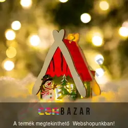 Karácsonyi világítós fa kisház melegfehér - 2 féle