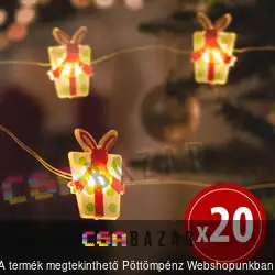 LED fényfüzér ajándék 2,2 m - 20 LED - melegfehér - 2 x AA
