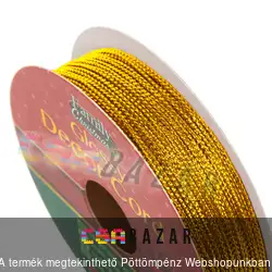 Dekor zsinór fényes, arany PE - 10 m