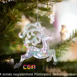 Karácsonyi dekor - akril irizáló rénszarvas 12 x 12 x 1,5 cm