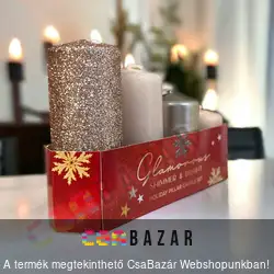 Glamours adventi gyertya 4 db-os lépcsős krém, rosegold, metál, glitter - vegyes csomag - 5 cm átmérő