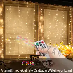Karácsonyi fényfüggöny távirányítós 100 Led melegfehér - 3 x 1 m - 230V