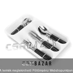 Evőeszköz készlet tartóval - fekete - 16 részes