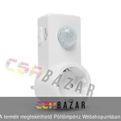 Mozgásérzékelős konnektor IP20 - 120° - 10 m - max 1200W - fehér