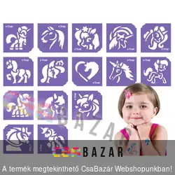 Csillámtetováló sablon szett - Lovak és Unikornisok 15 db-os