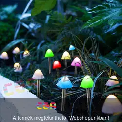 LED-es szolár lámpa 12 db mini gomba - színes - 28,5 cm x 4 m