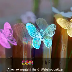 LED szolár fényfüzér pillangó 2,9 m - 10 LED - színes
