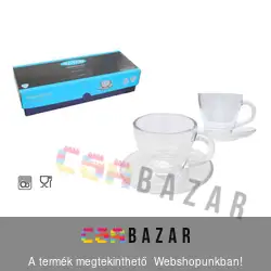 Üveg kávés készlet dobozban 12 db-os