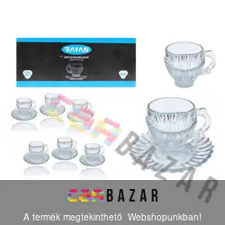 Üveg kávés készlet dobozban 12 db-os - hullámos