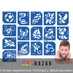 Csillámtetováló sablon szett fiúknak 15 db-os
