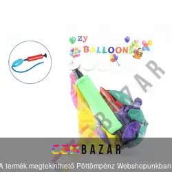 Színes lufi csomag pumpával 10 db-os
