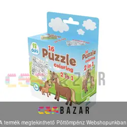 16 db-os puzzle állatok - színezhető - többféle