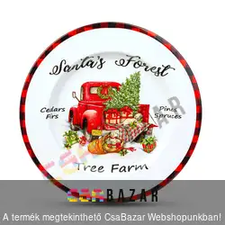 Karácsonyi tálca fém - autós 33 cm