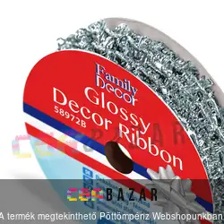 Dekor szalag fényes, ezüst PES - 2,74 m