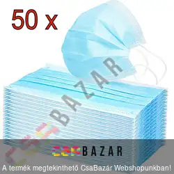 Szájvédő maszk, szájmaszk gumis 3 rétegű 50 db/csomag