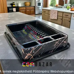 Edényszárító tálcával - fekete márvány