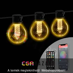 Ledes fényfüzér 25 db fehér LED 100-240V 11W - 15 m - bluetooth kapcsolat