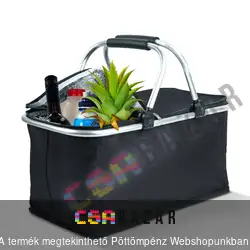 Alumínium 2 füles hűtőtáska 49 x 28 x 25 cm 21 L - fekete