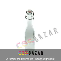 Pálinkás üveg 0,25 L négyszögletű, csatos