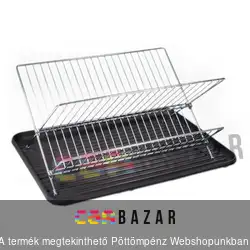 Króm edényszárító műanyag tálcával - szétnyitható