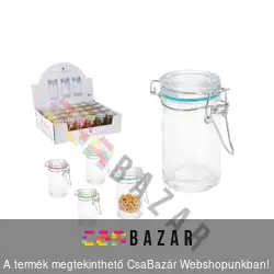 Csatos tárolóüveg, üveg fűszertartó 80 ml