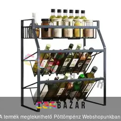 Fém fűszertartó polc emeletes - fekete
