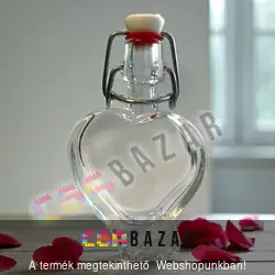 Csatos üveg palack 0,04 L - szív alakú