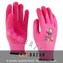 Gumírozott kerti kesztyű gyerekeknek 4-es méret - farmer mintával rózsaszín színben
