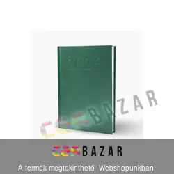 Határidőnapló, agenda 2026 zöld borítóval - napi beosztással, fehér lapokkal - A5