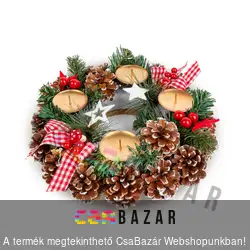 Karácsonyi Adventi koszorú 30 cm - gyertyatartókkal