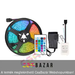 RGB LED szalag 5 m - fali tápegységgel - távirányítóval