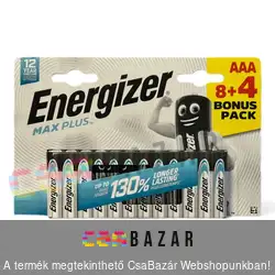 8+4 db-os Energizer MAX PLUS AAA-LR03 1,5V alkaline ceruzaelem csomag
