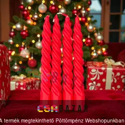 Karácsonyi csavart díszgyertya 4 db-os piros 20 cm