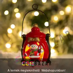 Karácsonyi kerámia LED lámpás dekoráció - 7,5 x 11,5 cm