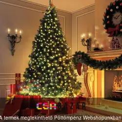 50 LED-es fényfüzér, égősor melegfehér, toldható - hálózati - IP44 - zöld kábellel