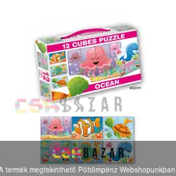 12 kockából álló képkirakó mesekocka, óceán élővilága