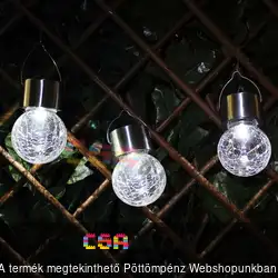 Felakasztható LED-es szolár lámpa dekor lampion - hidegfehér - 6 x 9 cm